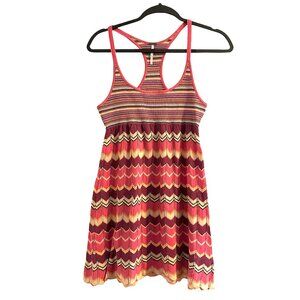 Free People Chevron Knit Mini Dress Racerback Boho Hippie Flowy S